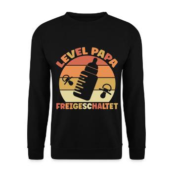 Papa Level Freigeschaltet Schwangerschaft - Unisex Pullover - Schwarz - Vorne - Alina (178cm) & Michal (187cm)
