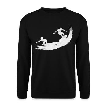 Surfing Wave Surfer Surfboard Water Surfer - Unisex Pullover - Schwarz - Vorne - Alina (178cm) & Michal (187cm)