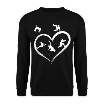 Parkour Free Running Traceur Heart - Sweat-shirt Unisexe - noir - Devant - Alina (178cm) & Michal (187cm)