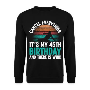 45 Year Old Kitesurfer Kiteboarding 45 Birthday - Unisex Pullover - Schwarz - Vorne - Alina (178cm) & Michal (187cm)