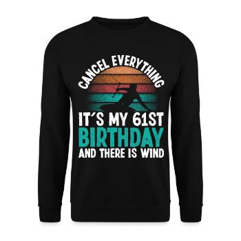 61 Year Old Kitesurfer Kiteboarding 61 Birthday - Unisex Pullover - Schwarz - Vorne - Alina (178cm) & Michal (187cm)