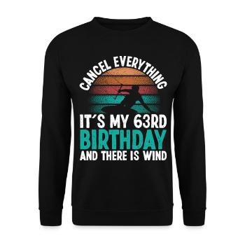 63 Year Old Kitesurfer Kiteboarding 63 Birthday - Unisex Pullover - Schwarz - Vorne - Alina (178cm) & Michal (187cm)