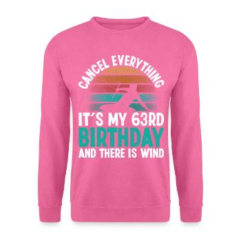 63 Year Old Kitesurfer Kiteboarding 63 Birthday - Unisex Pullover - Pink - Vorne