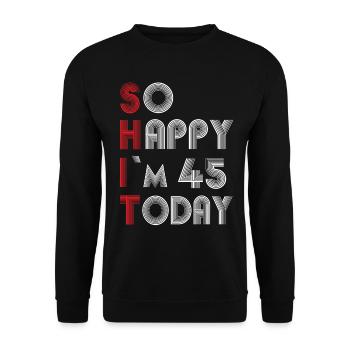 45 Geburtstag - Unisex Pullover - Schwarz - Vorne - Alina (178cm) & Michal (187cm)