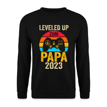 Vater 2023 Schwanger Gamer Zocker Gaming Papa - Unisex Pullover - Schwarz - Vorne - Alina (178cm) & Michal (187cm)