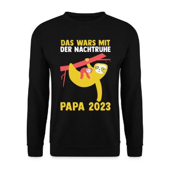 Vater 2023 Schwanger Werdender Papa - Unisex Pullover - Schwarz - Vorne - Alina (178cm) & Michal (187cm)