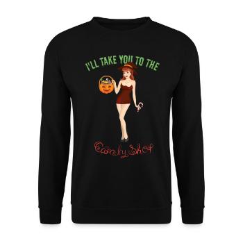Candy Shop - Halloween Witch with Candy - Unisex Sweatshirt - black - Front - Alina (178cm) & Michal (187cm)