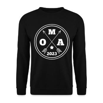 Großmutter 2023 Schwanger Werdende Oma - Unisex Pullover - Schwarz - Vorne - Alina (178cm) & Michal (187cm)