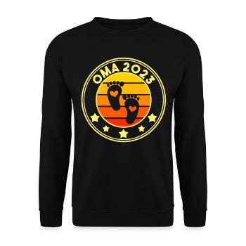 Großmutter 2023 Schwanger Werdende Oma - Unisex Pullover - Schwarz - Vorne - Alina (178cm) & Michal (187cm)