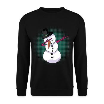 Dabbing Schneeman Cadeau chemise de couchage de Noël - Sweat-shirt Unisexe - noir - Devant - Alina (178cm) & Michal (187cm)