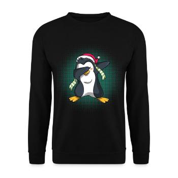 Dabbing Penguin Cadeau chemise de sommeil de Noël - Sweat-shirt Unisexe - noir - Devant - Alina (178cm) & Michal (187cm)