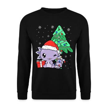 Kawaii Axolotl Christmas Tree Christmas Gift - Unisex Sweatshirt - black - Front - Alina (178cm) & Michal (187cm)