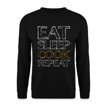 Essen Schlafen Kochen - Unisex Pullover - Schwarz - Vorne - Alina (178cm) & Michal (187cm)