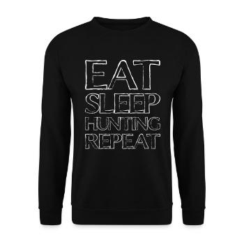 Essen Schlafen Jagen - Unisex Pullover - Schwarz - Vorne - Alina (178cm) & Michal (187cm)