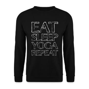 Essen Schlafen Yoga - Unisex Pullover - Schwarz - Vorne - Alina (178cm) & Michal (187cm)