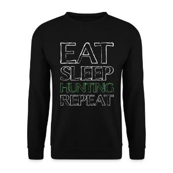 Essen Schlafen Jagen - Unisex Pullover - Schwarz - Vorne - Alina (178cm) & Michal (187cm)