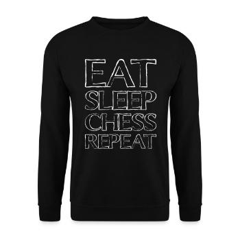 Essen Schlafen Schach - Unisex Pullover - Schwarz - Vorne - Alina (178cm) & Michal (187cm)
