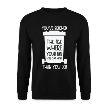 Erwachsenwerden Humorvolles Wortspiel Leben Alter - Unisex Pullover - Schwarz - Vorne - Alina (178cm) & Michal (187cm)
