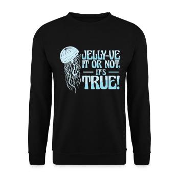 Jellyfish Flowers Entangled Swimming Wordplay Pun - Unisex Sweatshirt - black - Front - Alina (178cm) & Michal (187cm)