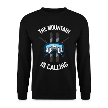 Après Ski Mountains Skiing The Mountain is calling - Unisex Sweatshirt - black - Front - Alina (178cm) & Michal (187cm)