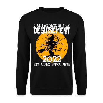 cadeau Halloween humour | Déguisement Halloween - Sweat-shirt Unisexe - noir - Devant - Alina (178cm) & Michal (187cm)