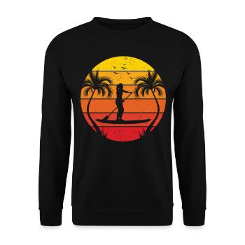 Sports nautiques SUP Girl - Coucher de soleil Stand Up Paddle Boa - Sweat-shirt Unisexe - noir - Devant - Alina (178cm) & Michal (187cm)