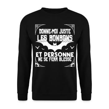 cadeau Halloween humour | Déguisement Halloween !! - Sweat-shirt Unisexe - noir - Devant - Alina (178cm) & Michal (187cm)