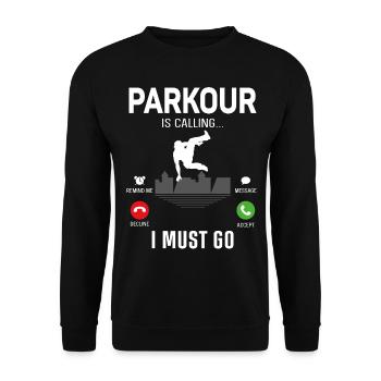 Parkour Free Running Traceur Phone - Unisex Sweatshirt - black - Front - Alina (178cm) & Michal (187cm)