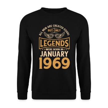 Anniversaire Les légendes ont été gebo en janvier 1969 - Sweat-shirt Unisexe - noir - Devant - Alina (178cm) & Michal (187cm)
