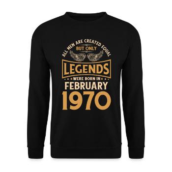 Anniversaire Les légendes sont nées en février 1970 - Sweat-shirt Unisexe - noir - Devant - Alina (178cm) & Michal (187cm)