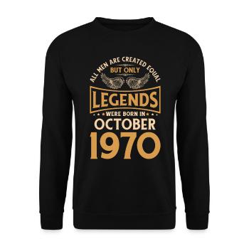 Anniversaire Les légendes sont nées en octobre 1970 - Sweat-shirt Unisexe - noir - Devant - Alina (178cm) & Michal (187cm)