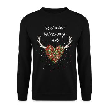 Seniorenbetreuung Mit Herz Weihnachtsfeier - Unisex Pullover - Schwarz - Vorne - Alina (178cm) & Michal (187cm)