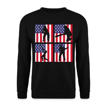Cricket American Flag Cricketing - Joueur de cricket - Sweat-shirt Unisexe - noir - Devant - Alina (178cm) & Michal (187cm)