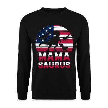 Mama Saurus Mama Dinosaur American Flag Dino Mamas - Unisex Sweatshirt - black - Front - Alina (178cm) & Michal (187cm)