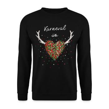 Karneval im Herzen Fasching Weihnachtszeit Advent - Unisex Pullover - Schwarz - Vorne - Alina (178cm) & Michal (187cm)