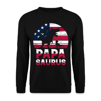 Papa Saurus Papa Dinosaur American Flag Dino Papas - Unisex Sweatshirt - black - Front - Alina (178cm) & Michal (187cm)