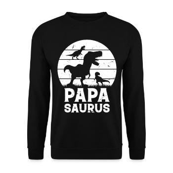 Papasaurus Papa Dinosaur Family Papa Dino Papa Sau - Unisex Sweatshirt - black - Front - Alina (178cm) & Michal (187cm)
