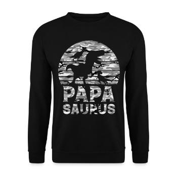 Papa Saurus Papa Dinosaur Camouflage Flag Dino Pap - Unisex Sweatshirt - black - Front - Alina (178cm) & Michal (187cm)