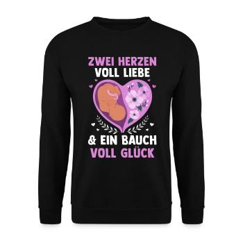 Mutter Schwangerschaft Schwanger Werdende Mama - Unisex Pullover - Schwarz - Vorne - Alina (178cm) & Michal (187cm)