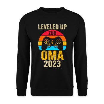 Großmutter 2023 Schwanger Werdende Oma - Unisex Pullover - Schwarz - Vorne - Alina (178cm) & Michal (187cm)