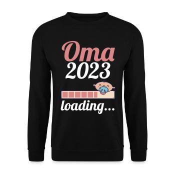 Großmutter 2023 Schwanger Werdende Oma - Unisex Pullover - Schwarz - Vorne - Alina (178cm) & Michal (187cm)