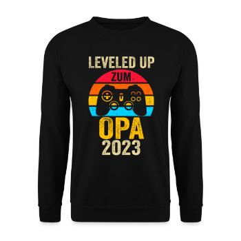 Großvater 2023 Schwanger Gamer Zocker Gaming Opa - Unisex Pullover - Schwarz - Vorne - Alina (178cm) & Michal (187cm)