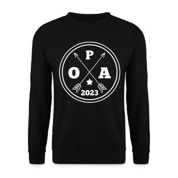 Großvater 2023 Schwanger Werdender Opa - Unisex Pullover - Schwarz - Vorne - Alina (178cm) & Michal (187cm)