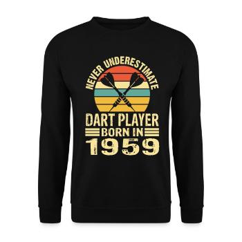 Ne jamais sous-estimer le joueur de fléchettes né en 1959 - Sweat-shirt Unisexe - noir - Devant - Alina (178cm) & Michal (187cm)