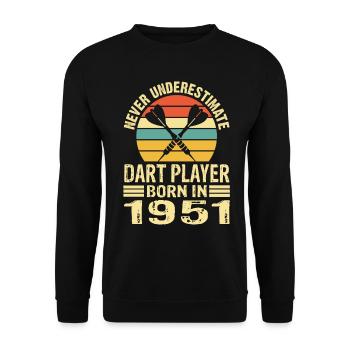 Ne jamais sous-estimer le joueur de fléchettes né en 1951 - Sweat-shirt Unisexe - noir - Devant - Alina (178cm) & Michal (187cm)