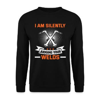 Welder slogan design for metal workers - Unisex Sweatshirt - black - Front - Alina (178cm) & Michal (187cm)