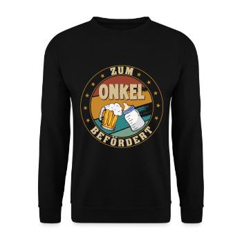 Zum Onkel befördert Lustige Schwangerschaft - Unisex Pullover - Schwarz - Vorne - Alina (178cm) & Michal (187cm)