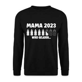 Mama Loading 2023 Lustige Schwangerschaft - Unisex Pullover - Schwarz - Vorne - Alina (178cm) & Michal (187cm)