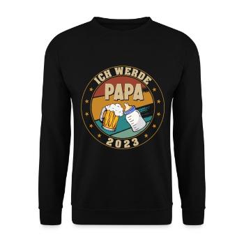 Ich werde Papa 2023 Lustige Schwangerschaft - Unisex Pullover - Schwarz - Vorne - Alina (178cm) & Michal (187cm)
