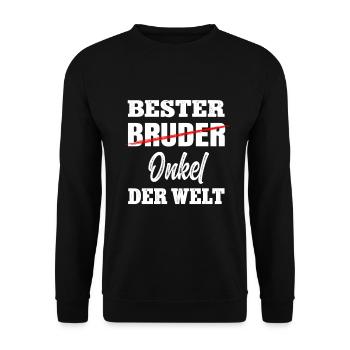 Bester Bruder Onkel - Schwangerschaft Verkünden - Unisex Pullover - Schwarz - Vorne - Alina (178cm) & Michal (187cm)